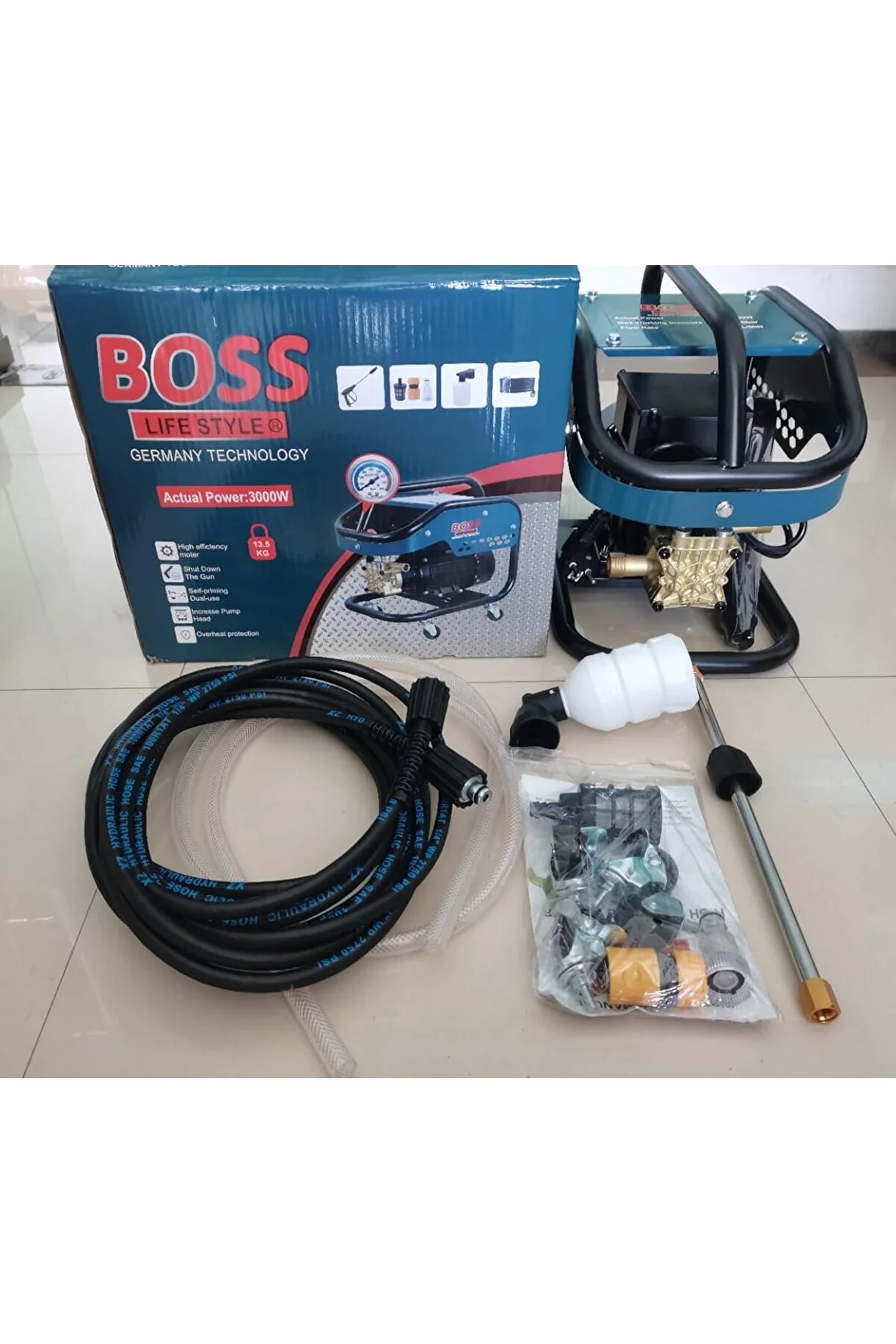 BOSS High-Pressure Car Washer, 3000W Heavy-Duty Electric Power Cleaner for Home & Auto High-Pressure
