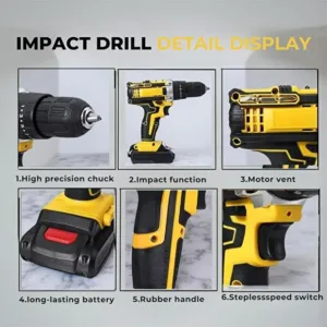 Boss Cordless Drill Driver Kit, 1300W High-Power Electric Tool with Battery & Charger 3 1 org zoom 30 9