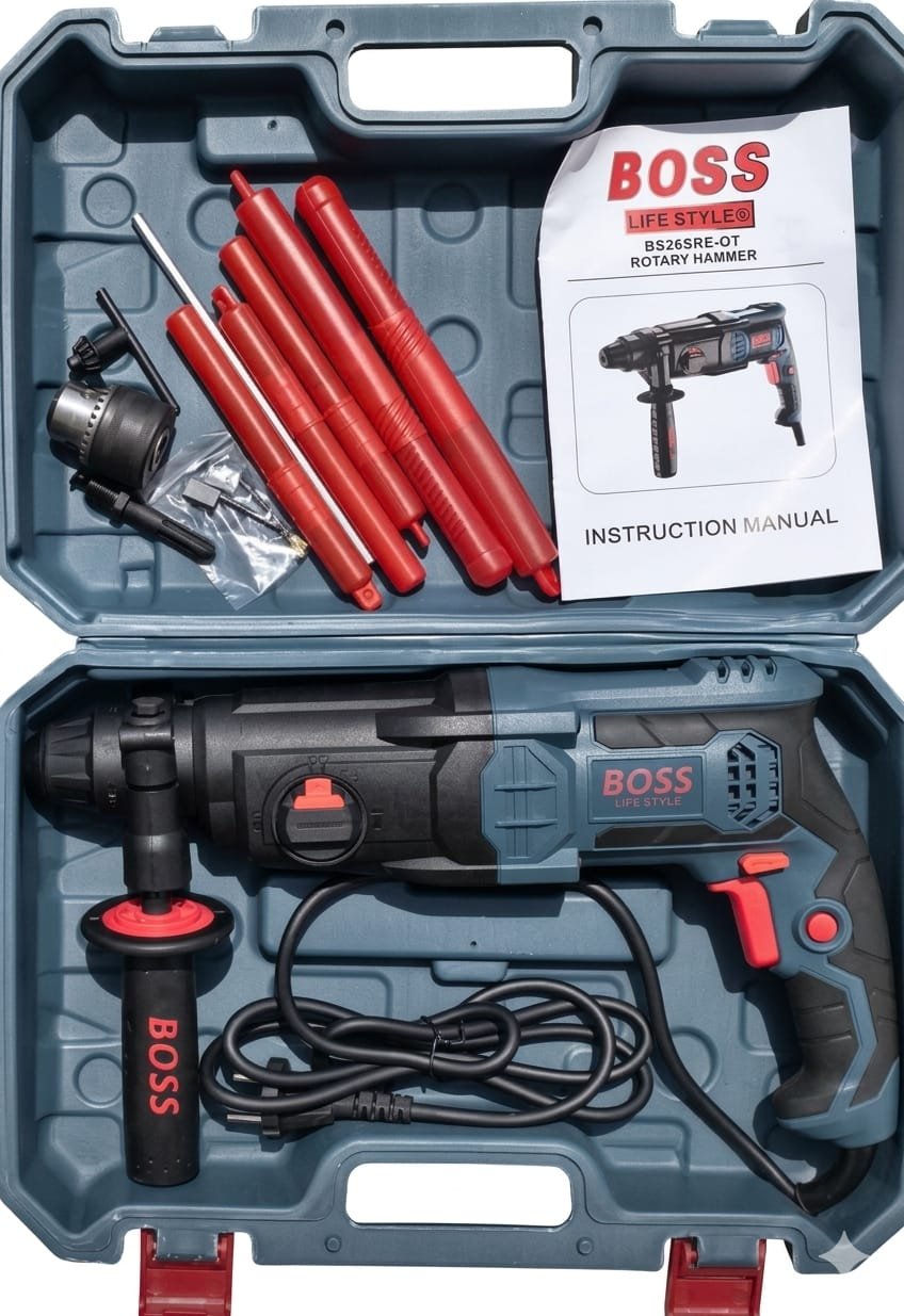 Heavy Duty Rotary Hammer Drill Kit – Includes Accessories & Carry Case& Side Handle Rotary Hammer Drill