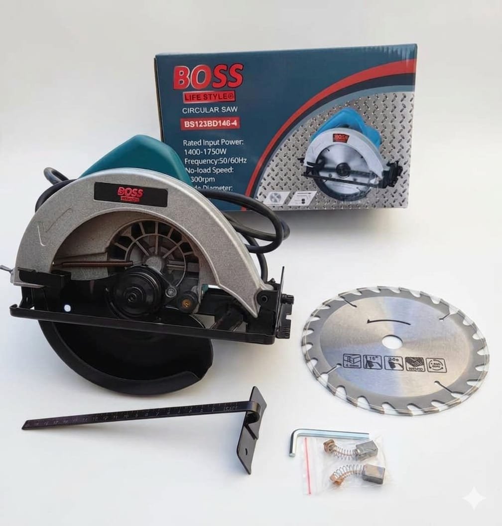 BOSS Heavy Duty Circular Saw 7" -1400W-1750W – Professional Wood & Timber Cutting Machine with TCT Blade and Guide Ruler Circular Saw