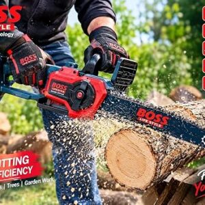BOSS 21V Cordless Brushless Chainsaw Kit (Model 245) – 2-in-1 Mini Chainsaw with 6-Inch & 8-Inch Guide Bar/Chains, 2 Rechargeable Batteries, Charger & Carrying Case for Tree Trimming & Wood Cutting 5 811tzi6ekxL. AC SX522