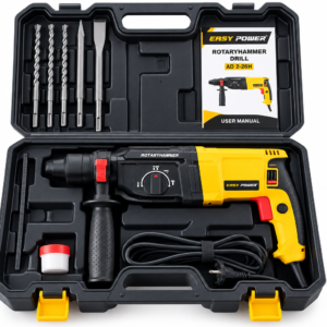 EASY POWER 1500W Heavy Duty Electric Rotary Hammer Drill (AD 2-26H) – 3-in-1 SDS Plus Impact Drill for Concrete, Steel & Wood (0-1100 RPM, 26mm Max) 3 0 1