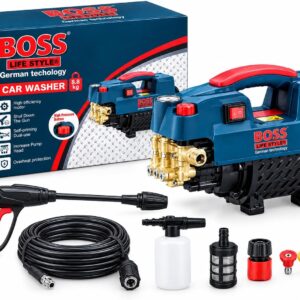 BOSS High Pressure Washer 3000W Power Cleaner with Self-Priming Pump, High Pressure Water Jet Machine with Spray Gun, Hose & Accessories for Car, Patio, Driveway & Home Cleaning