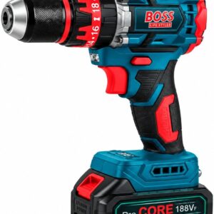 BOSS 188VF Cordless Brushless Impact Hammer Drill Kit – 3-in-1 Electric Screwdriver, Drill & Hammer Set with 60N.m Max Torque, 13mm Chuck, Pro-CORE Battery & Accessory Tool Case (Model: 063-18) 3 2 5