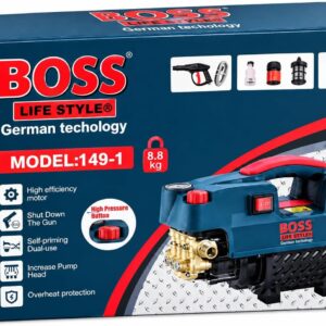 BOSS High Pressure Washer 3000W Power Cleaner with Self-Priming Pump, High Pressure Water Jet Machine with Spray Gun, Hose & Accessories for Car, Patio, Driveway & Home Cleaning 5 4 4